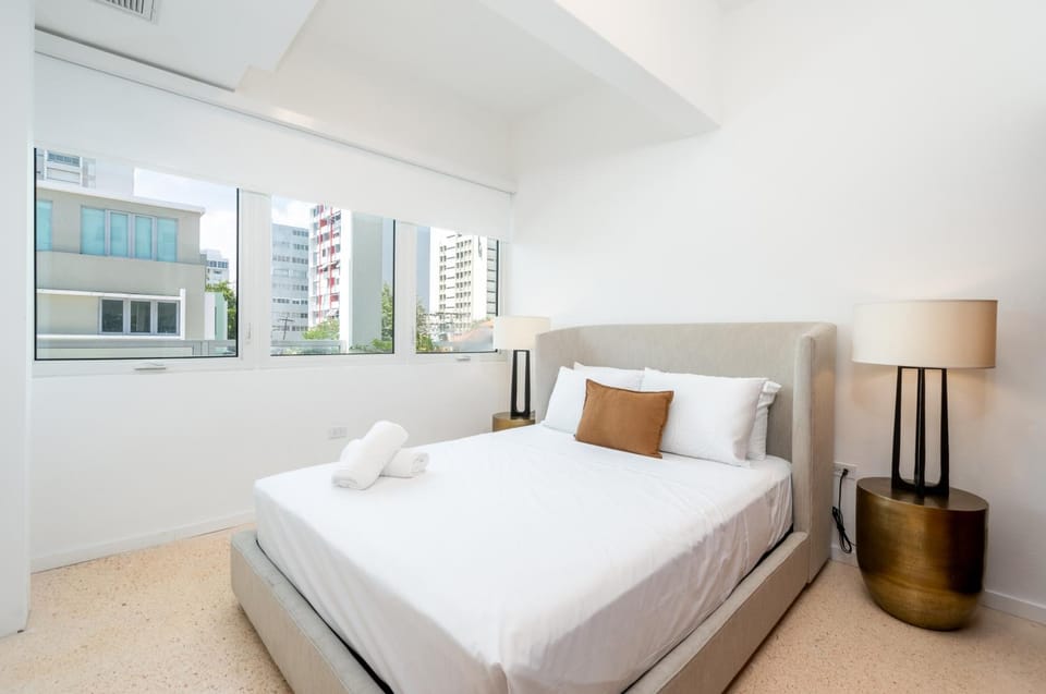 Bed, Bedroom, City view