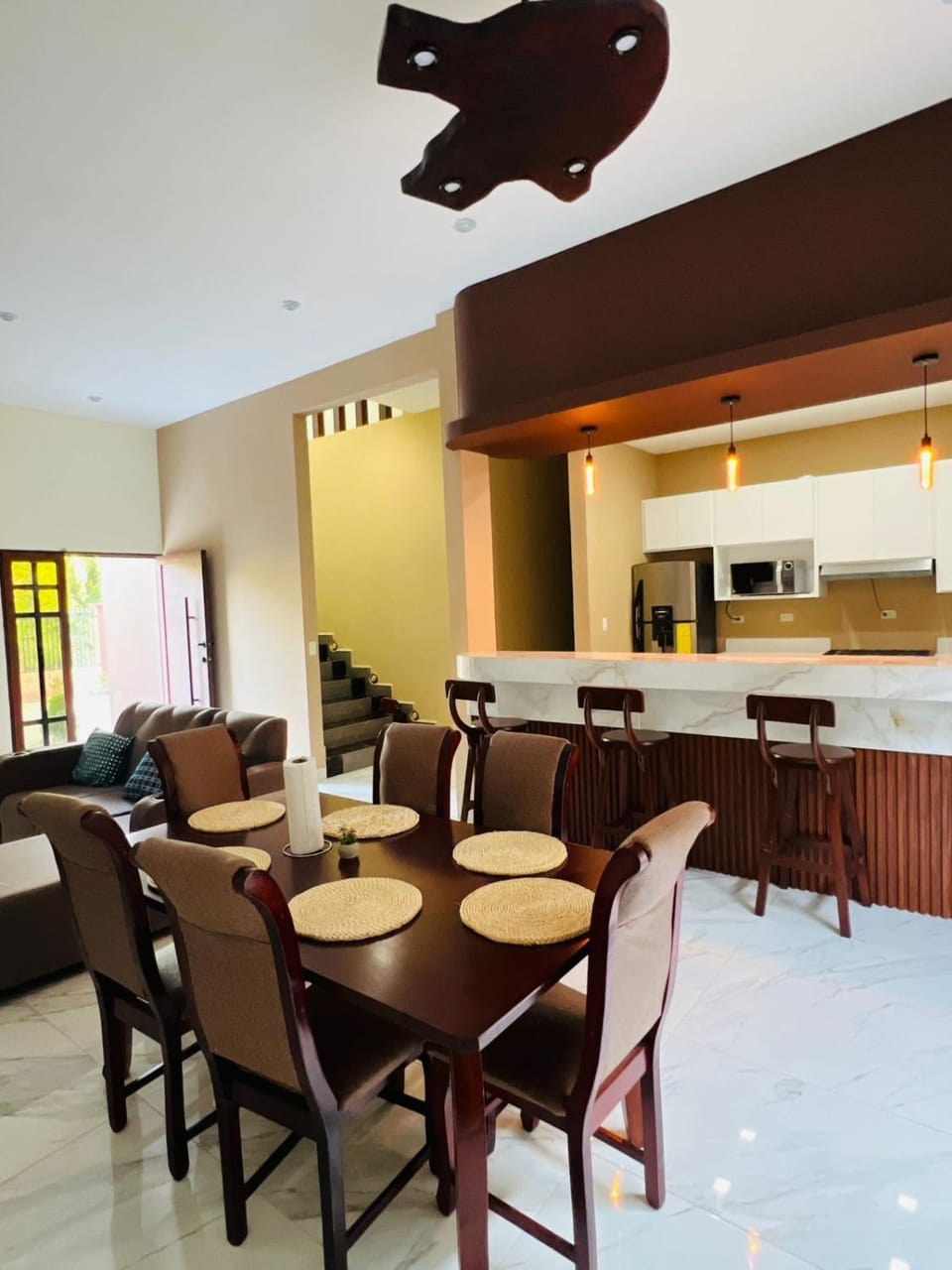 Kitchen or kitchenette, Living room, Seating area