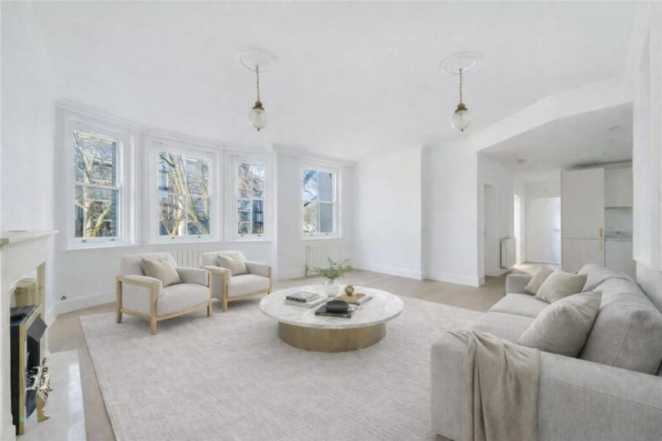 Kitchen or kitchenette, Living room, Seating area, Garden view, fireplace
