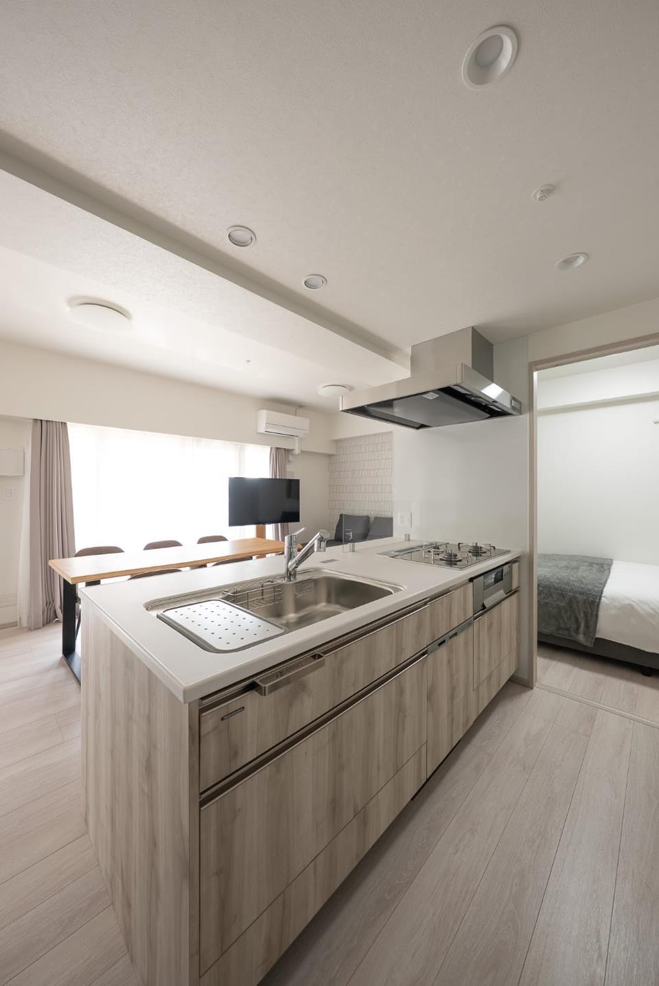 Bed, Kitchen or kitchenette, Living room