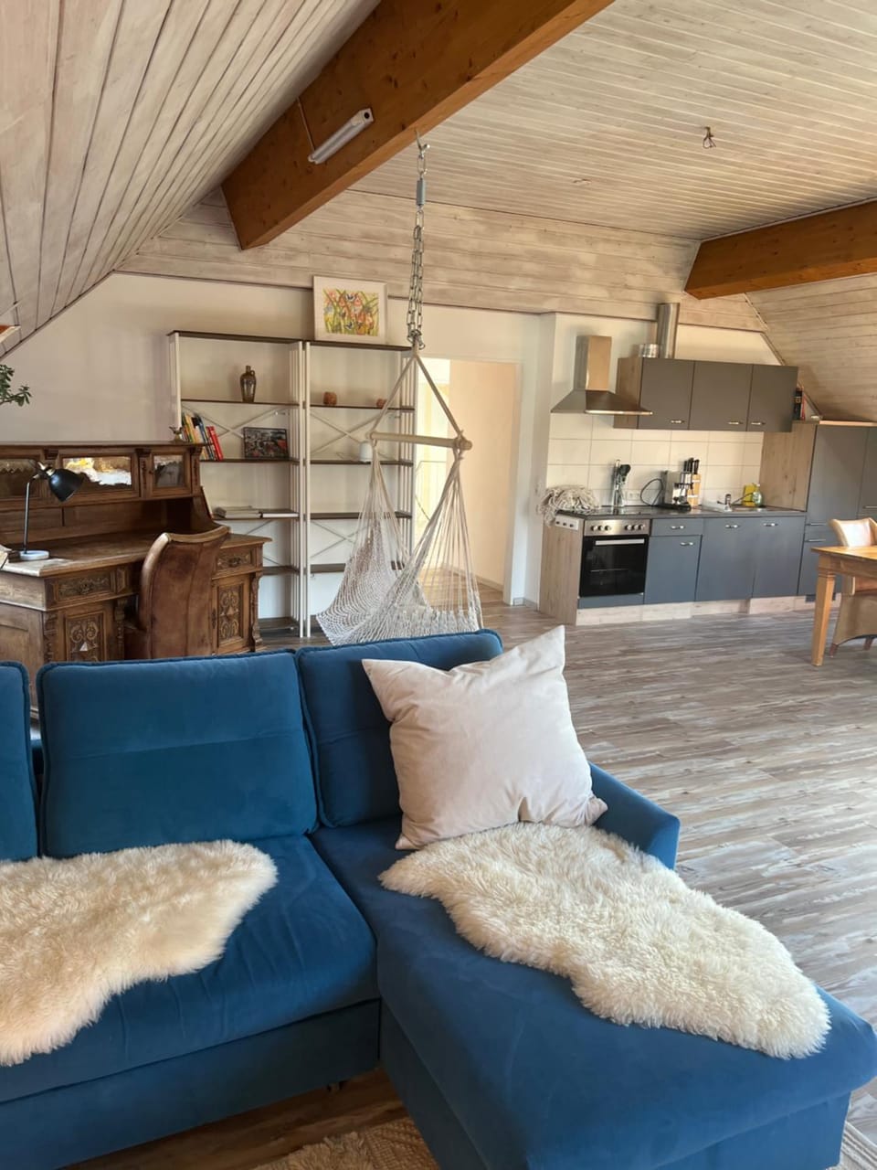 Kitchen or kitchenette, Living room, Seating area