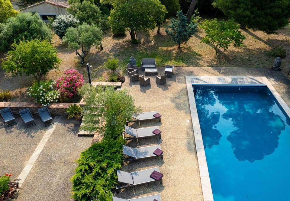 Property building, Living room, Swimming pool