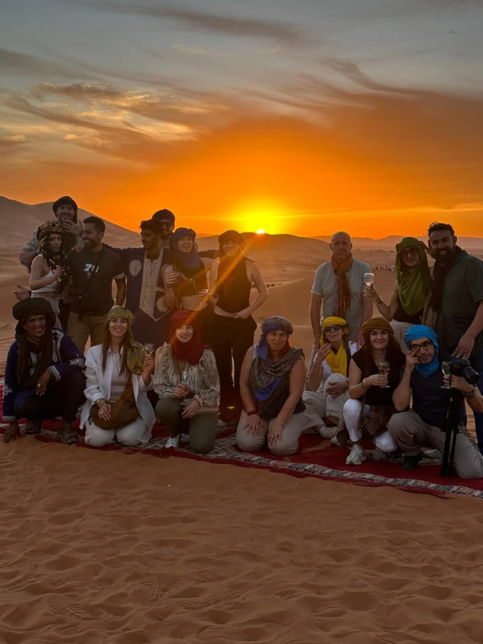 Natural landscape, Sunset, group of guests