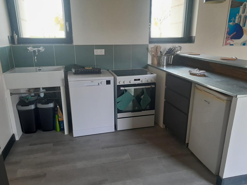 Kitchen or kitchenette, dishwasher, oven, stove