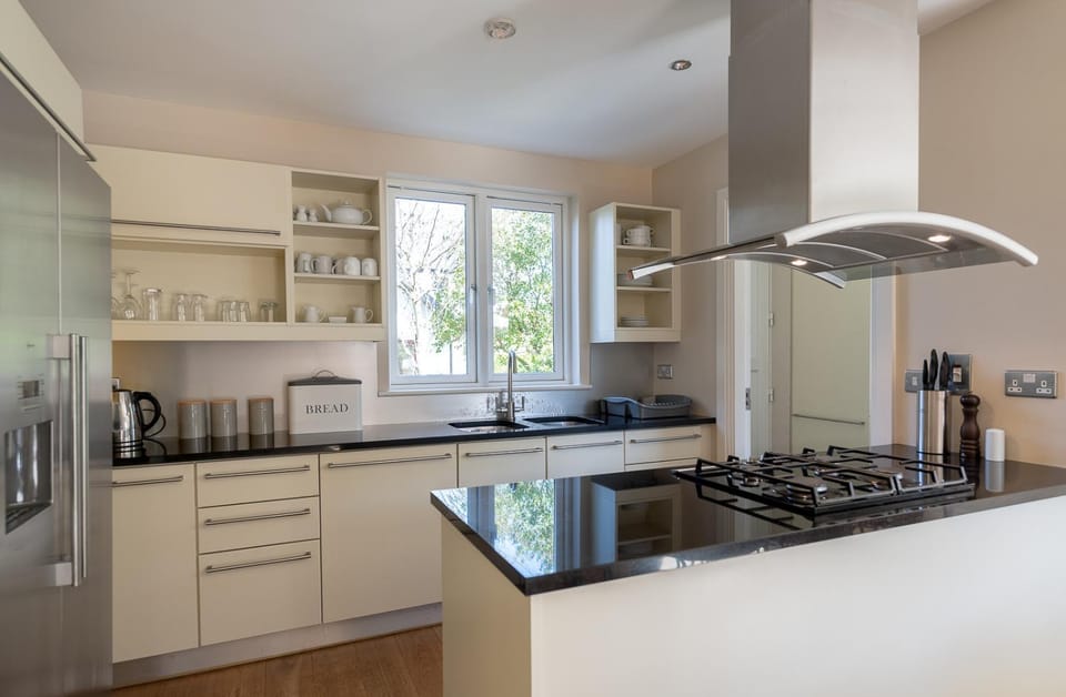 Kitchen or kitchenette, stove