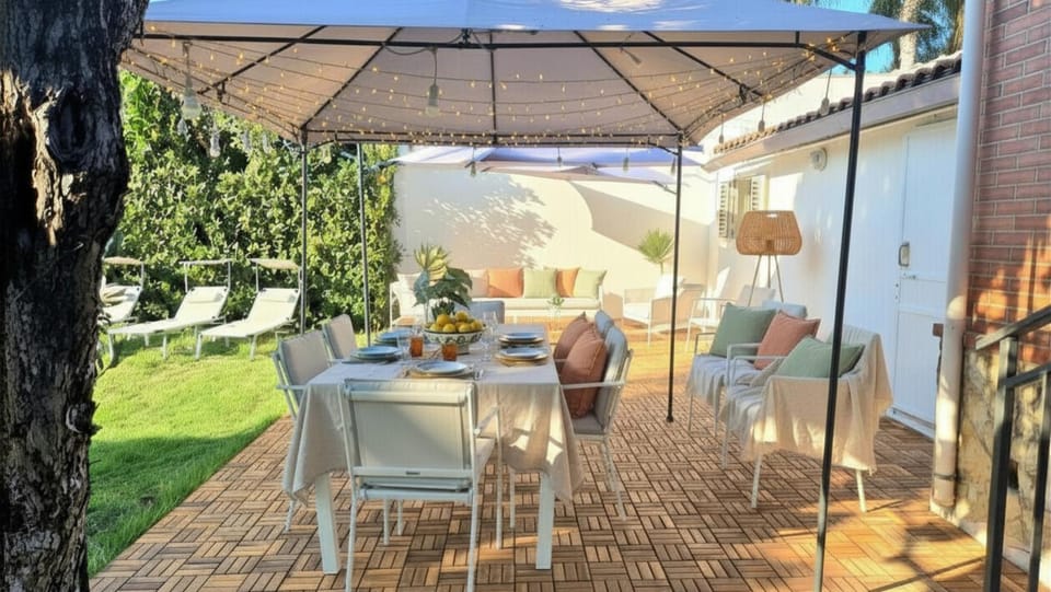 Patio, Garden, Living room, Seating area, Garden view, Garden view