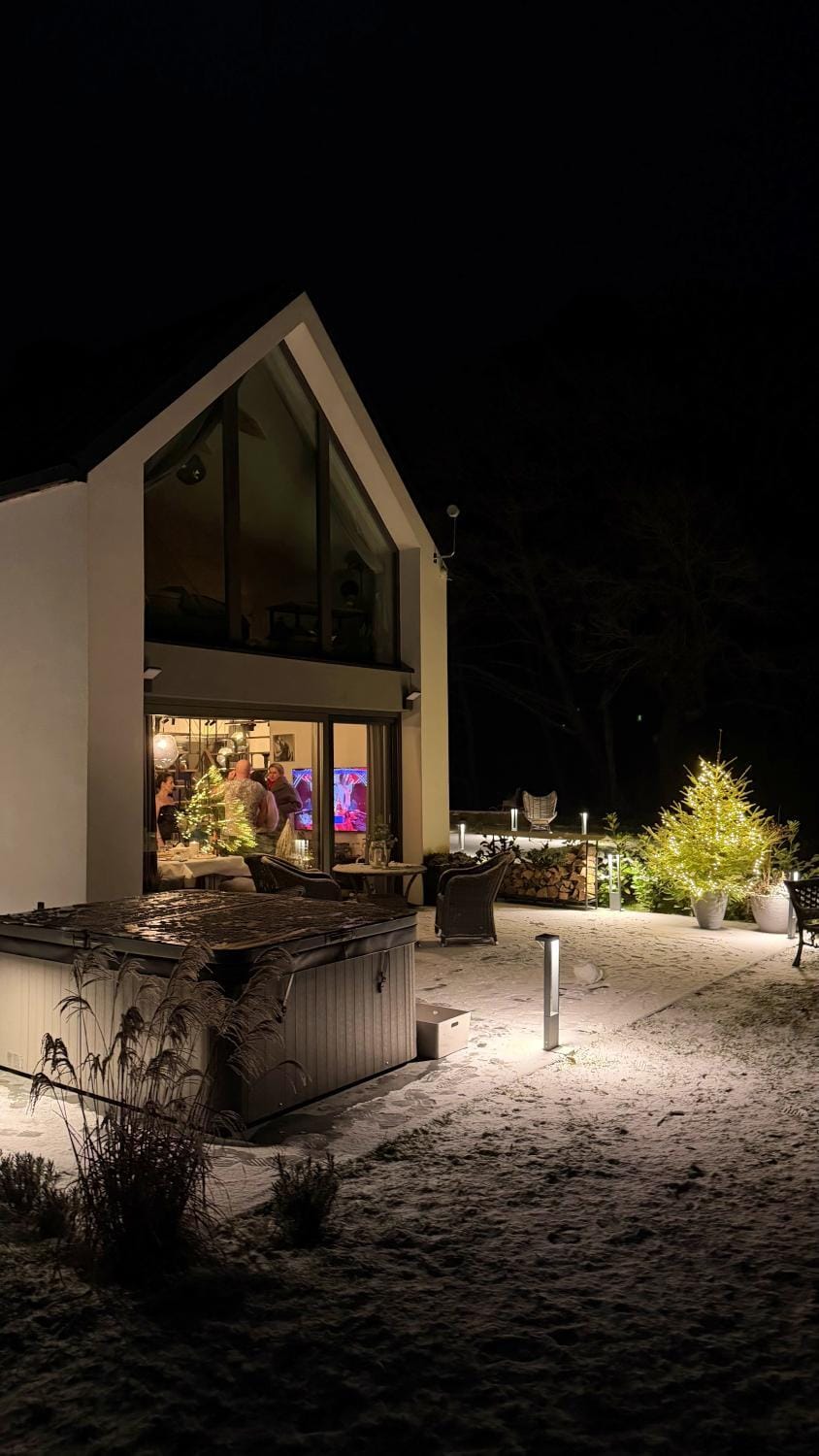 Property building, Night, Winter
