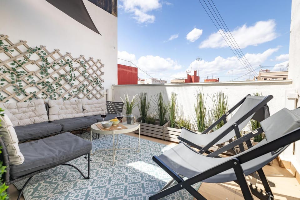 View (from property/room), Balcony/Terrace, Living room, sunbed