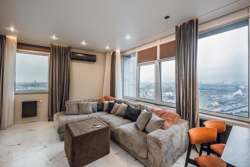 Living room, Seating area, heating, air conditioner