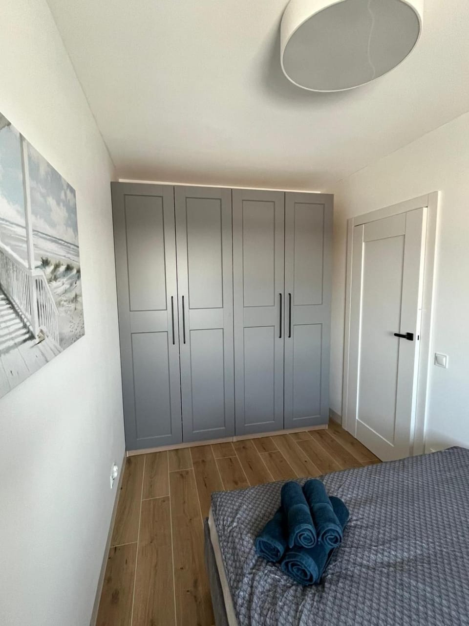 Bed, Photo of the whole room, Bedroom, towels, wardrobe