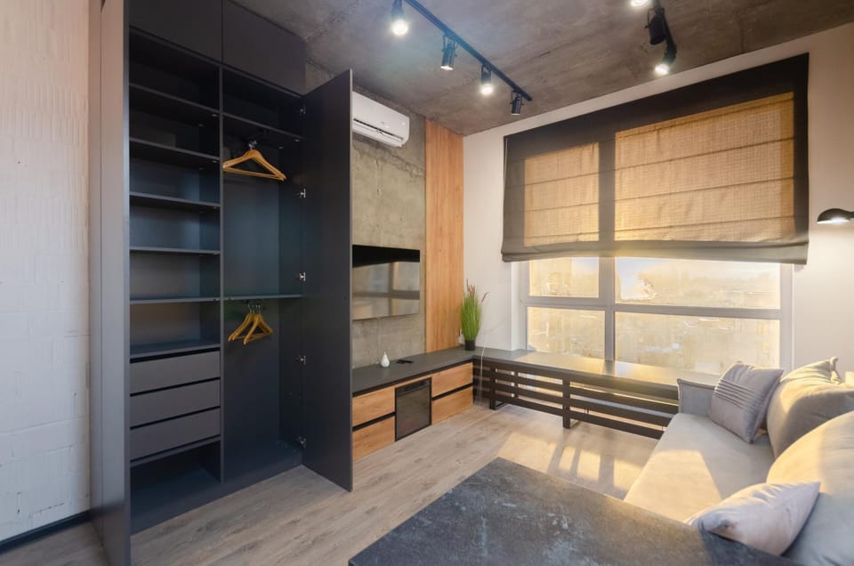 Seating area, fireplace, wardrobe, air conditioner