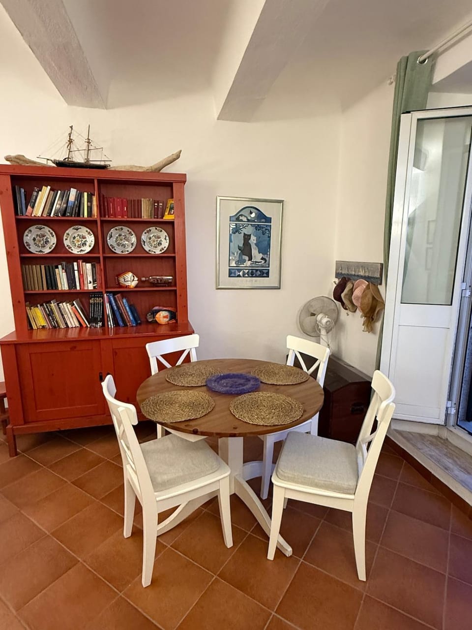 Library, Living room, Seating area, Dining area