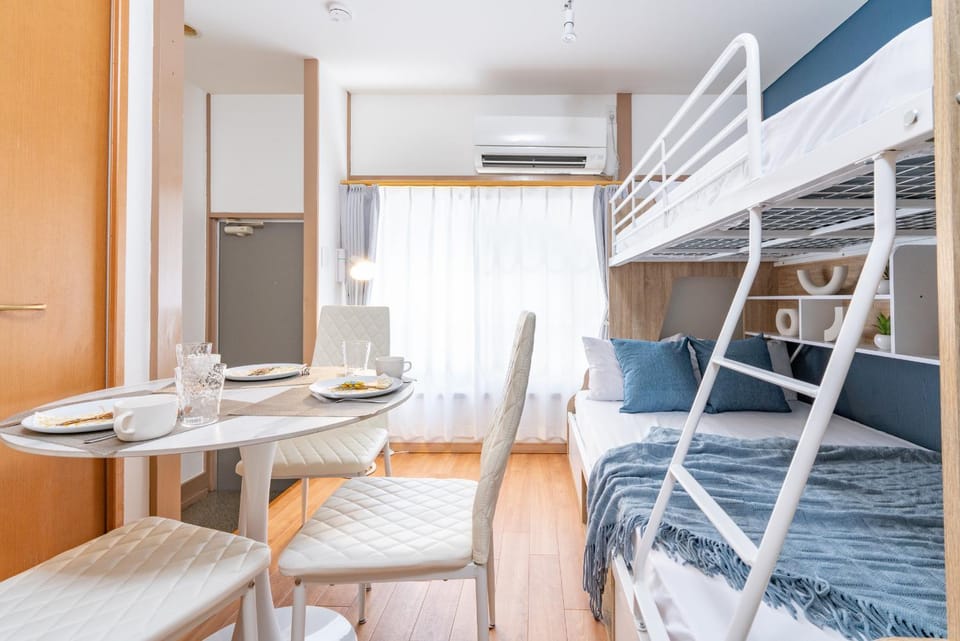 Living room, Photo of the whole room, Seating area, Dining area, Bedroom, bunk bed, air conditioner