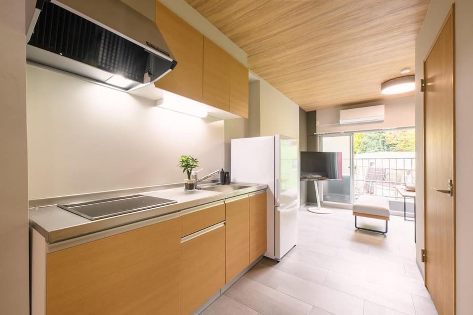Kitchen or kitchenette, stove