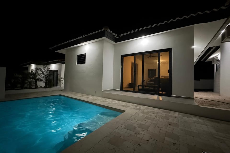 Property building, Night, Pool view, Swimming pool