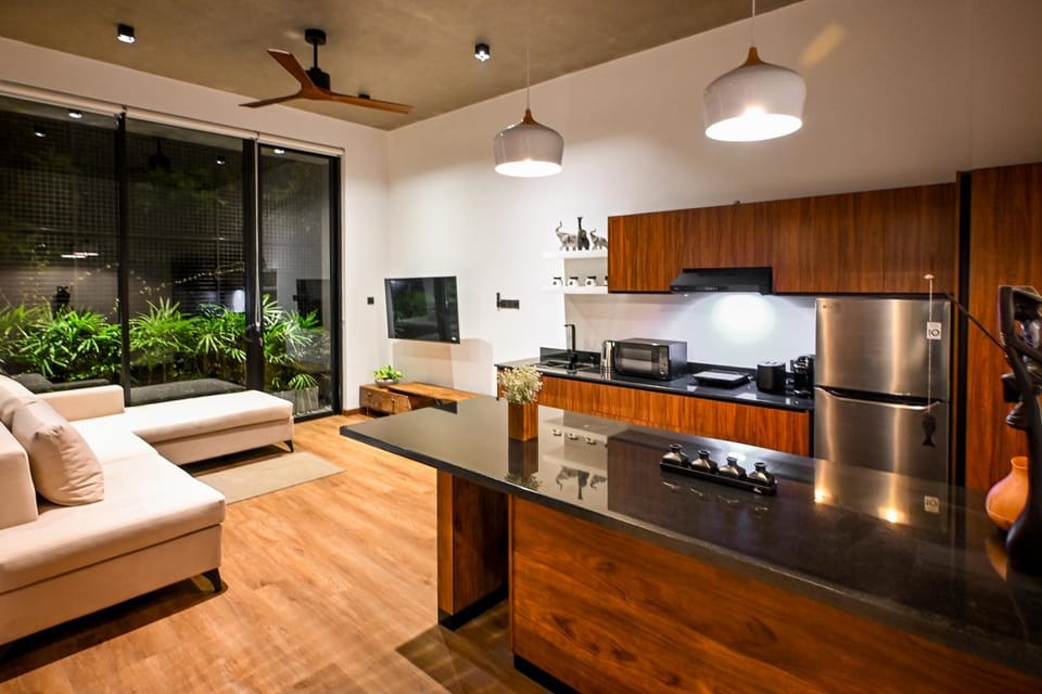 Living room, kitchen