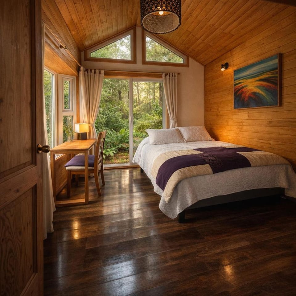 Bed, Photo of the whole room, Decorative detail, Seating area, Garden view