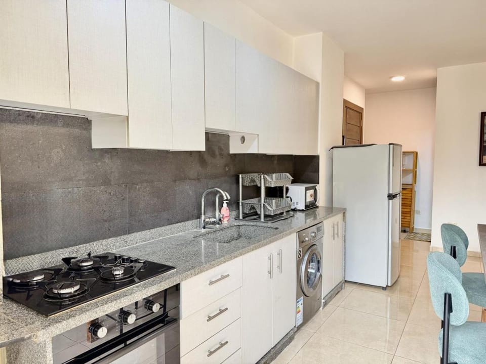 Coffee/tea facilities, Kitchen or kitchenette, microwave, oven, washing machine