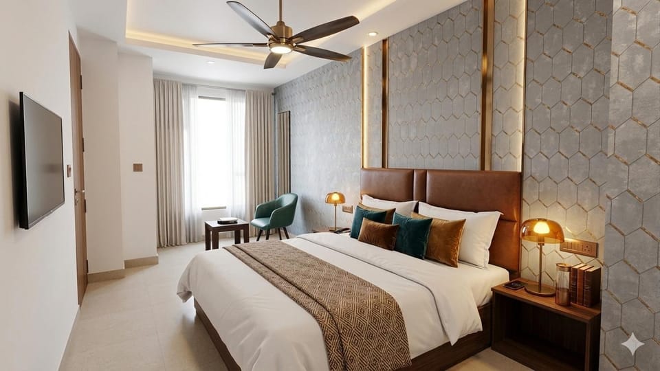 Communal lounge/ TV room, Bed, TV and multimedia, Living room, Photo of the whole room, Seating area, Evening entertainment, Bedroom, fireplace