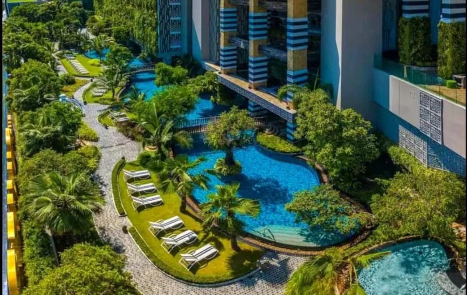 Natural landscape, Garden, Swimming pool