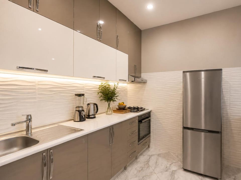 Kitchen or kitchenette, oven, stove