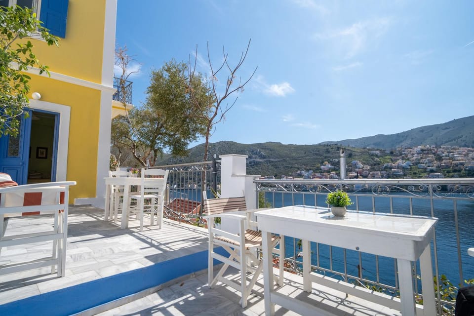 Property building, Patio, Day, Natural landscape, View (from property/room), Balcony/Terrace, Dining area, Lake view, Mountain view, River view, Sea view