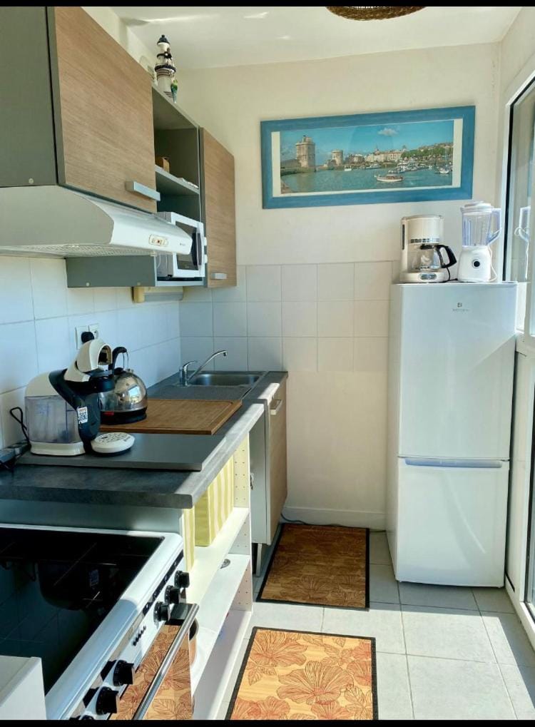 Kitchen or kitchenette, stove, toaster