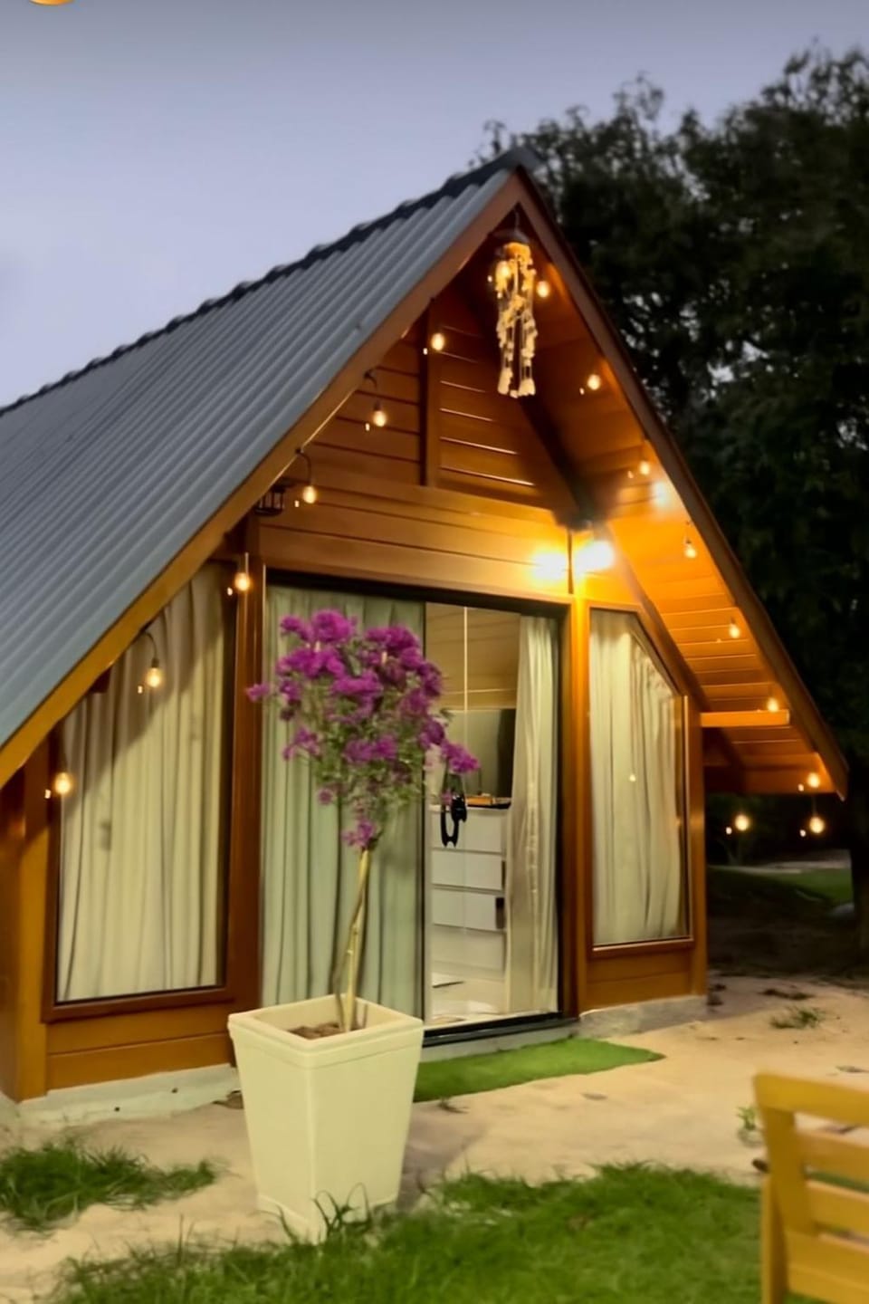 Property building, Night, Garden