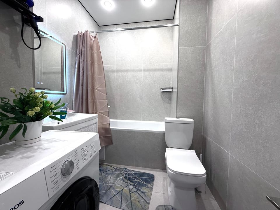 Toilet, Bathroom, Bath, towels, washing machine