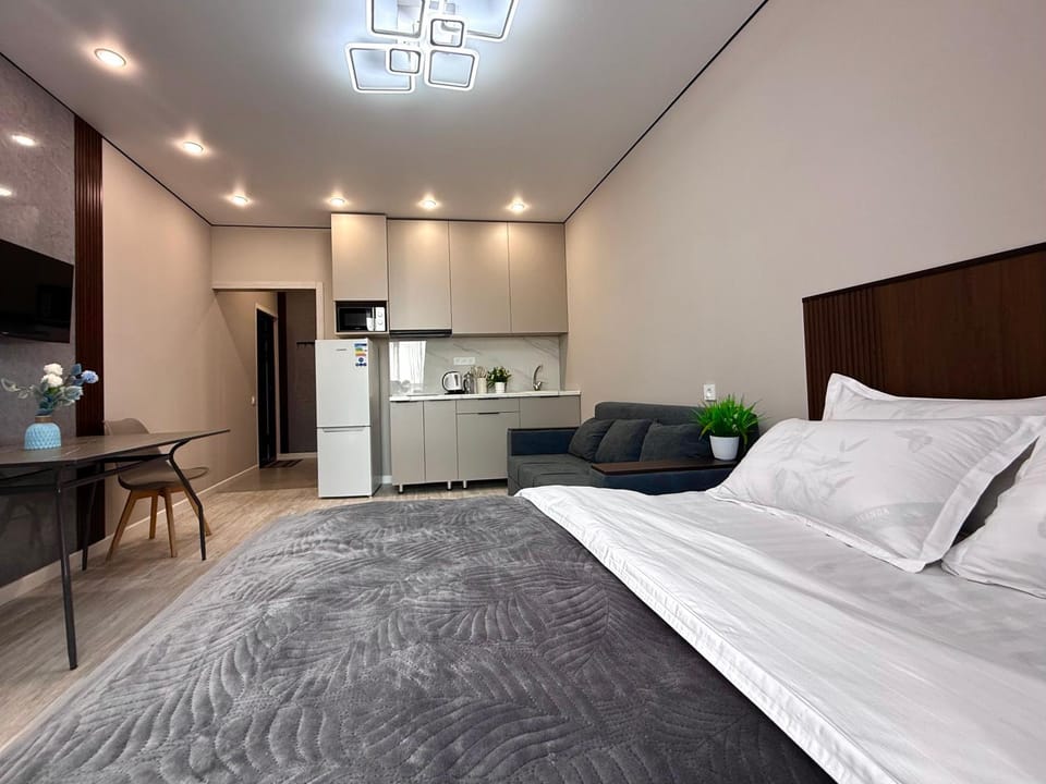Bed, TV and multimedia, Kitchen or kitchenette, Photo of the whole room, Bedroom