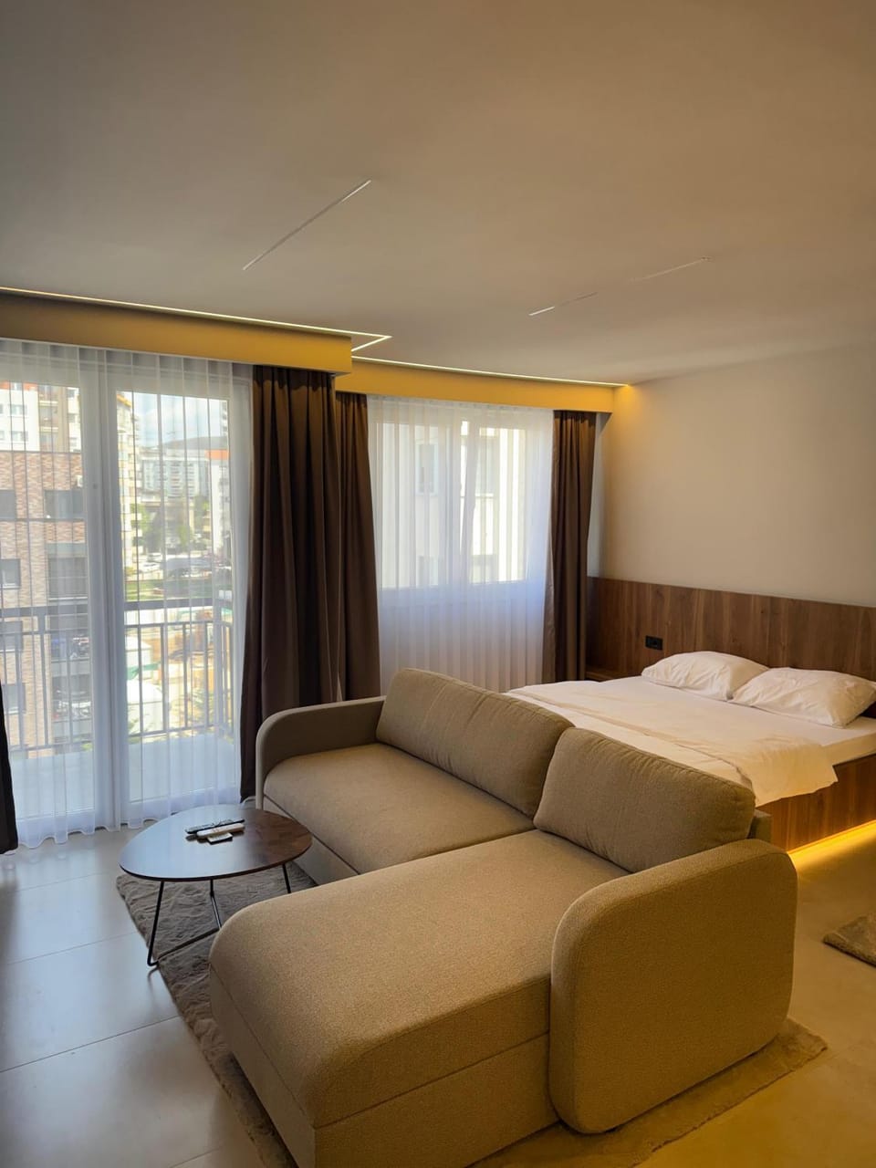 Bed, Living room, Seating area, Bedroom