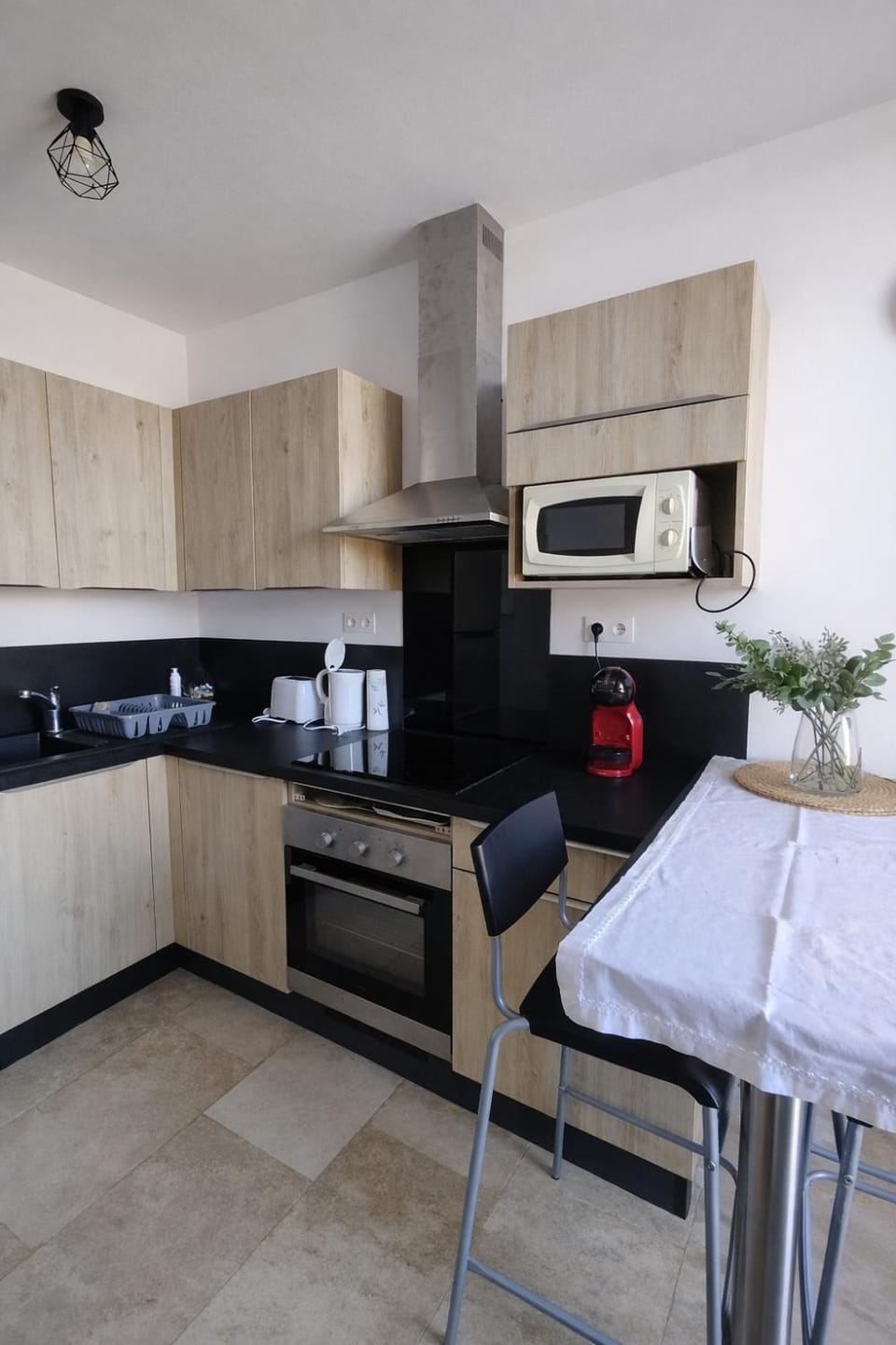 Kitchen or kitchenette, Dining area, oven, stove, toaster