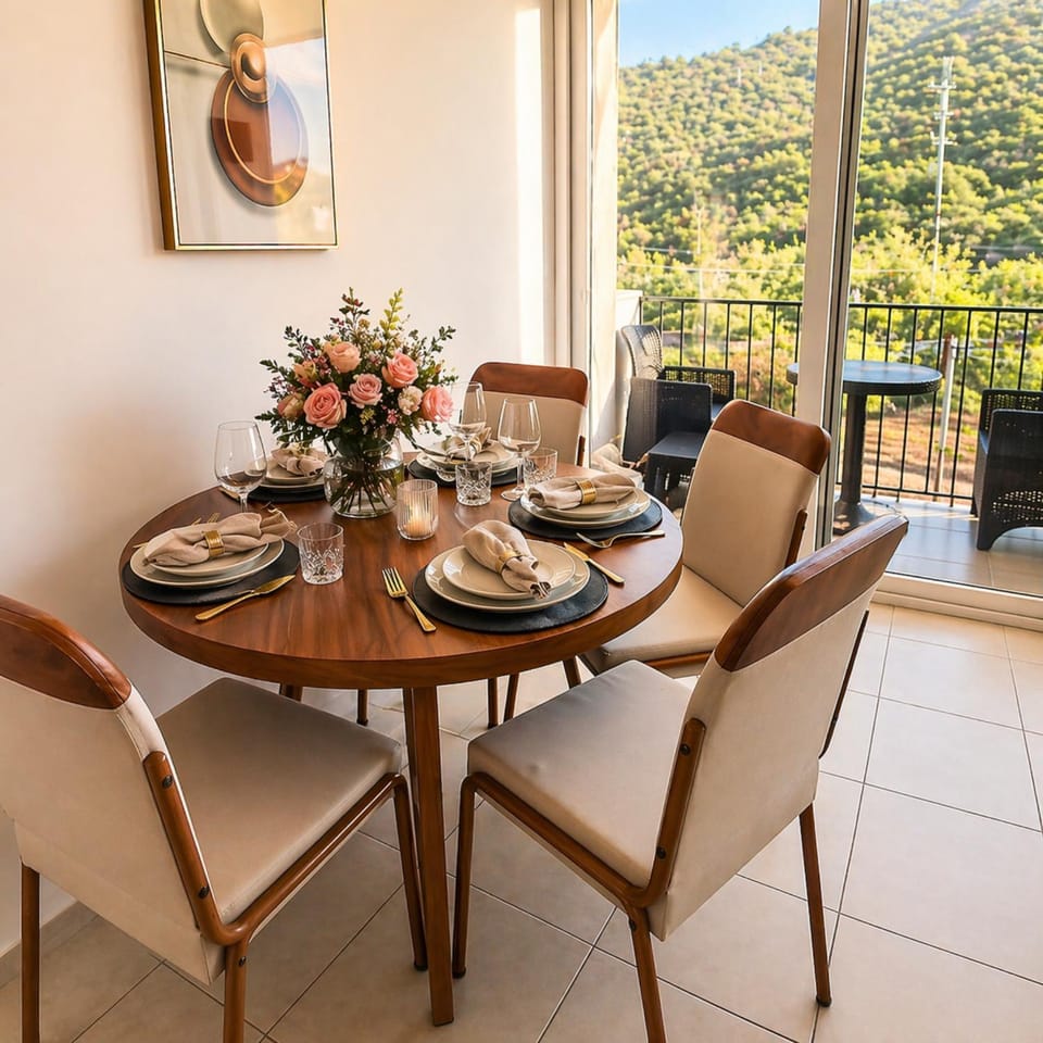 View (from property/room), Balcony/Terrace, Dining area, Mountain view