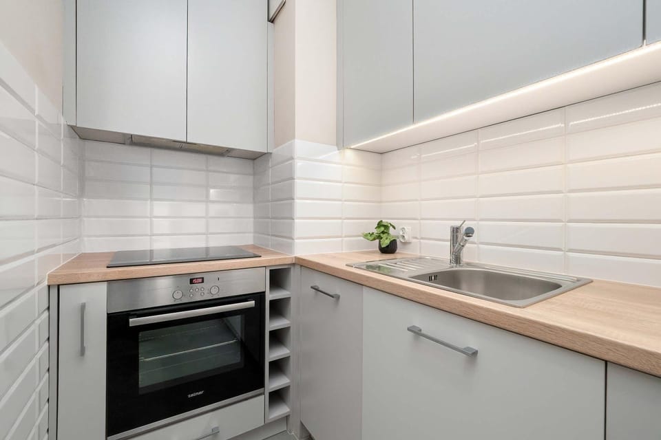 Kitchen or kitchenette, dishwasher, stove