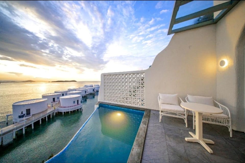 View (from property/room), Balcony/Terrace, Landmark view, Pool view, Swimming pool