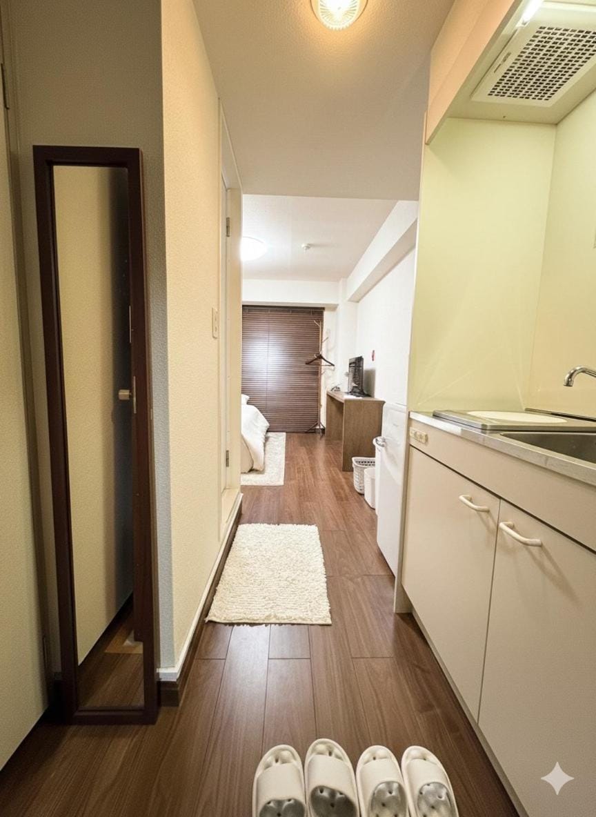 Kitchen or kitchenette, stove