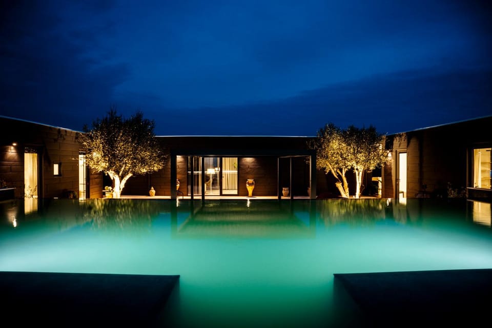 Property building, Night, Pool view, Swimming pool, Swimming pool