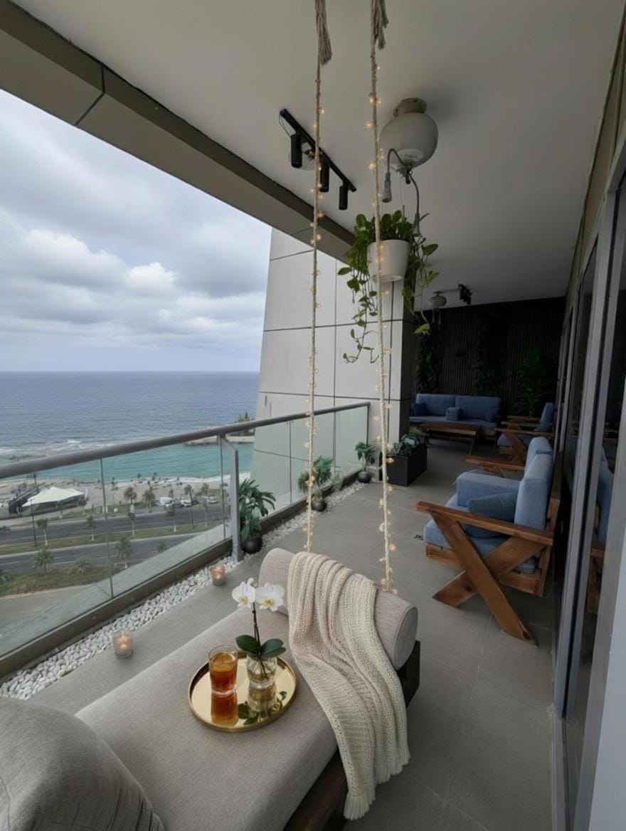 Patio, Natural landscape, View (from property/room), Balcony/Terrace, Seating area, Sea view