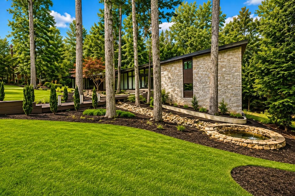 Property building, Natural landscape, Garden, Garden view