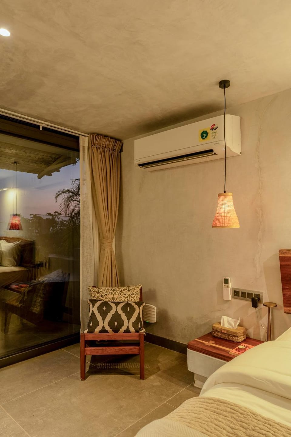 Bed, Living room, Seating area, Bedroom