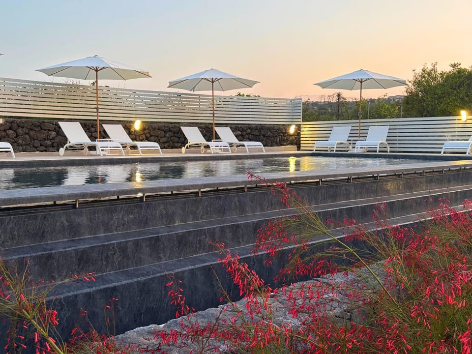 Swimming pool, sunbed