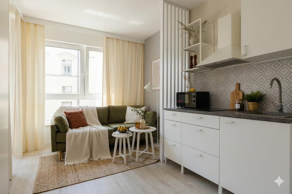 Kitchen or kitchenette, Living room, Seating area