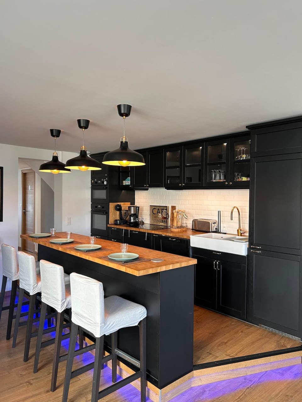 Kitchen or kitchenette, stove