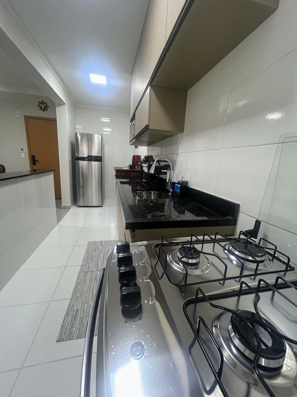 Dining area, microwave, oven, stove, kitchen