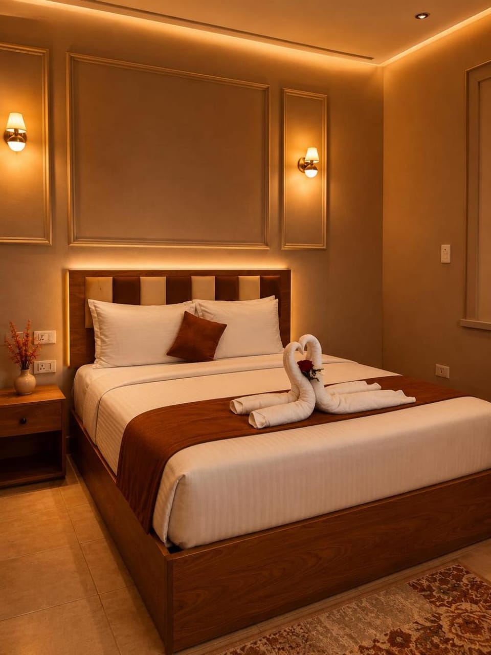 Bed, Photo of the whole room, Bedroom, towels