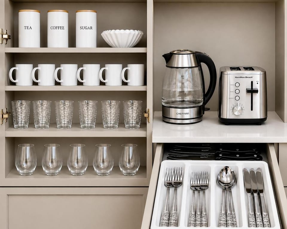 Kitchen or kitchenette, toaster