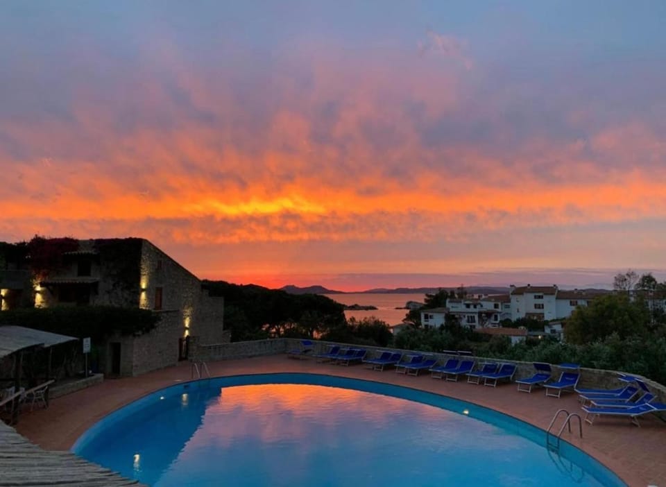 Pool view, Swimming pool, Sunset