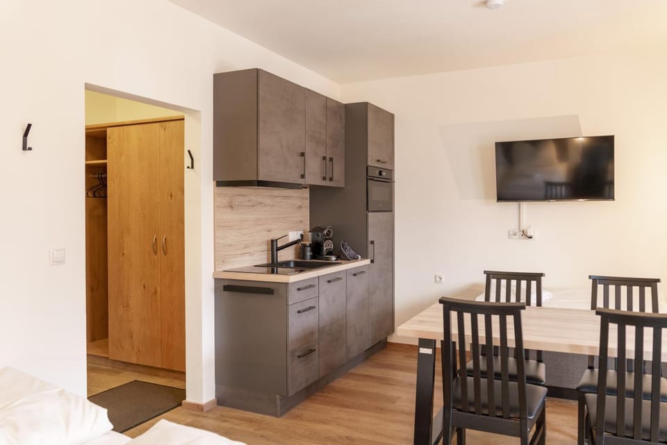Kitchen or kitchenette, Dining area, stove