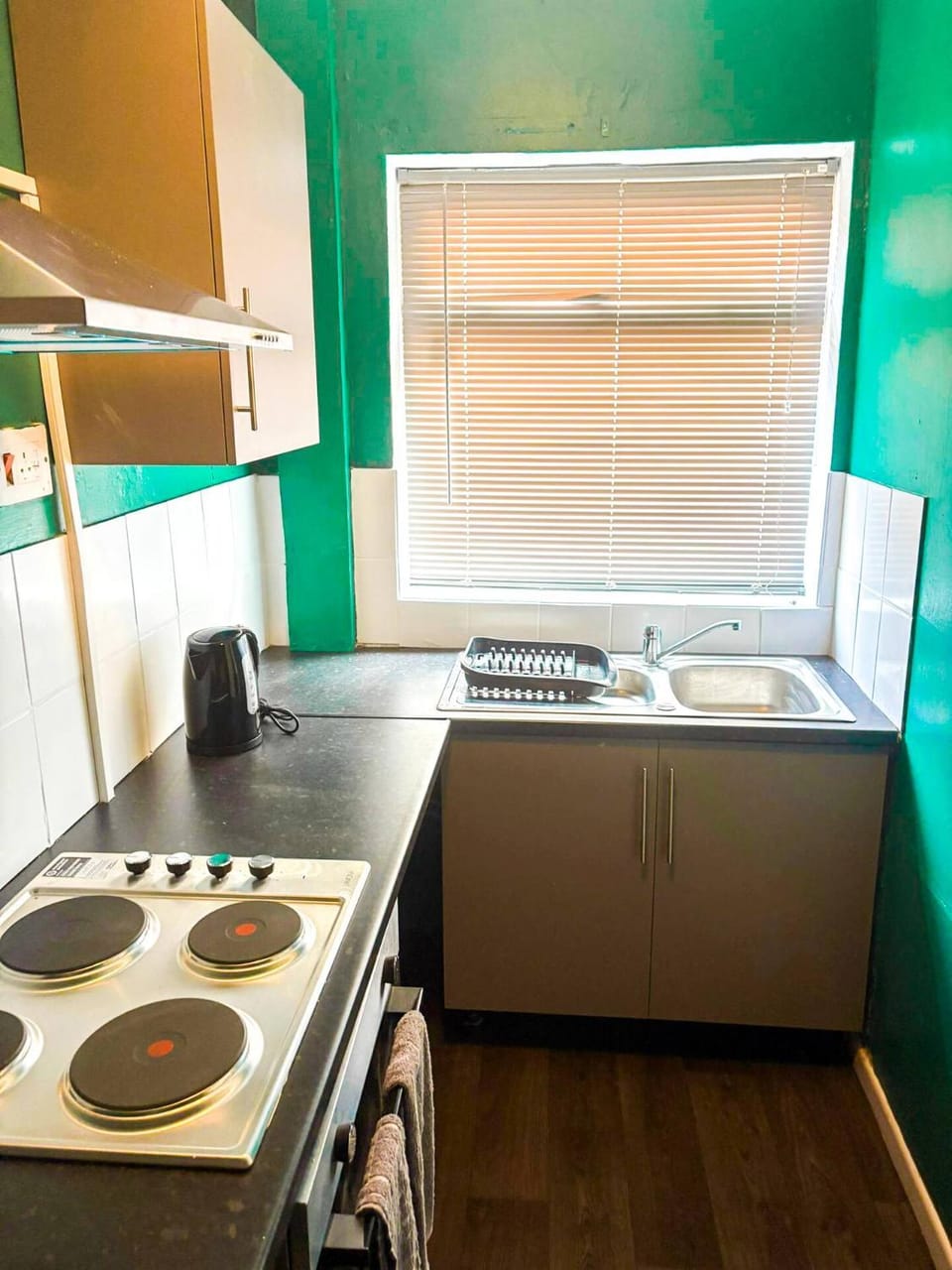 Kitchen or kitchenette, stove