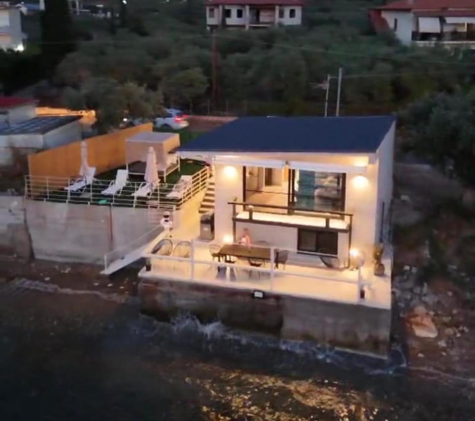 Property building, Patio, Night, Natural landscape, View (from property/room), Balcony/Terrace